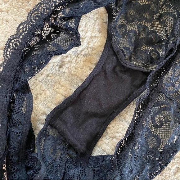 Adore Me Panties Sheer Lace Solid Black Temperance Cheeky: Medium - Picture 10 of 10